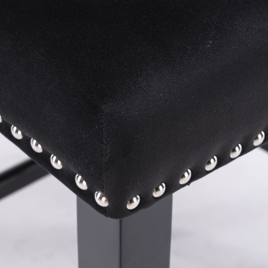 Contemporary Upholstered Wing-Back Barstools With Button Tufted Decoration And Wooden Legs, And Nailhead Trim, Leisure Style Bar Chairs, Bar Stools (Set of 2)
