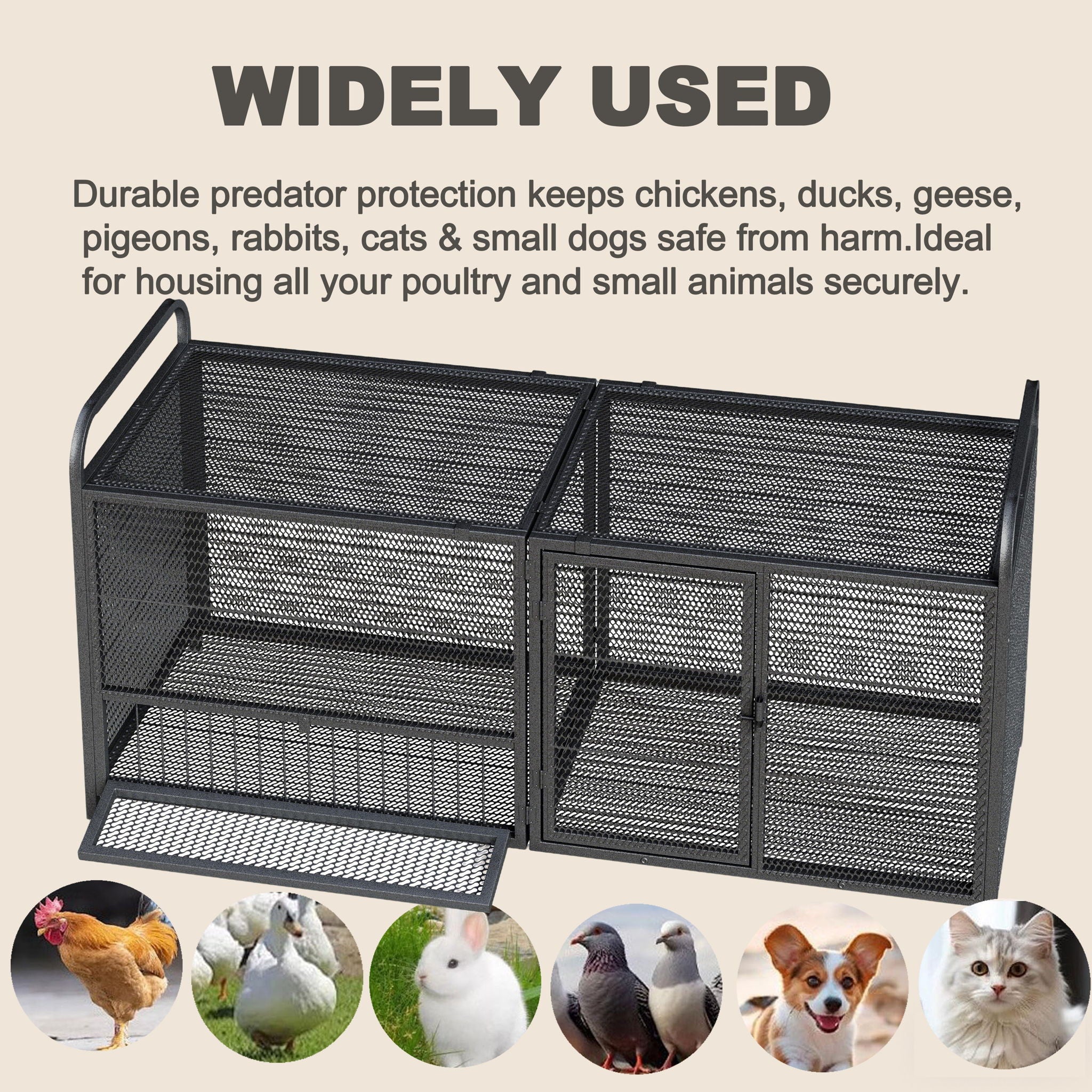 Chicken Cage, Poultry Breeding Coop - Black / Silver
