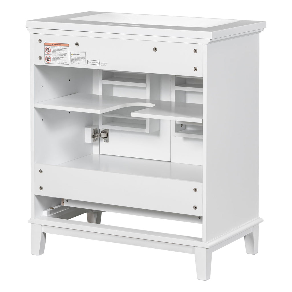 30" Bathroom Vanity With Sink Combo Undermount Sink, Cabinet With Doors And Drawer - White