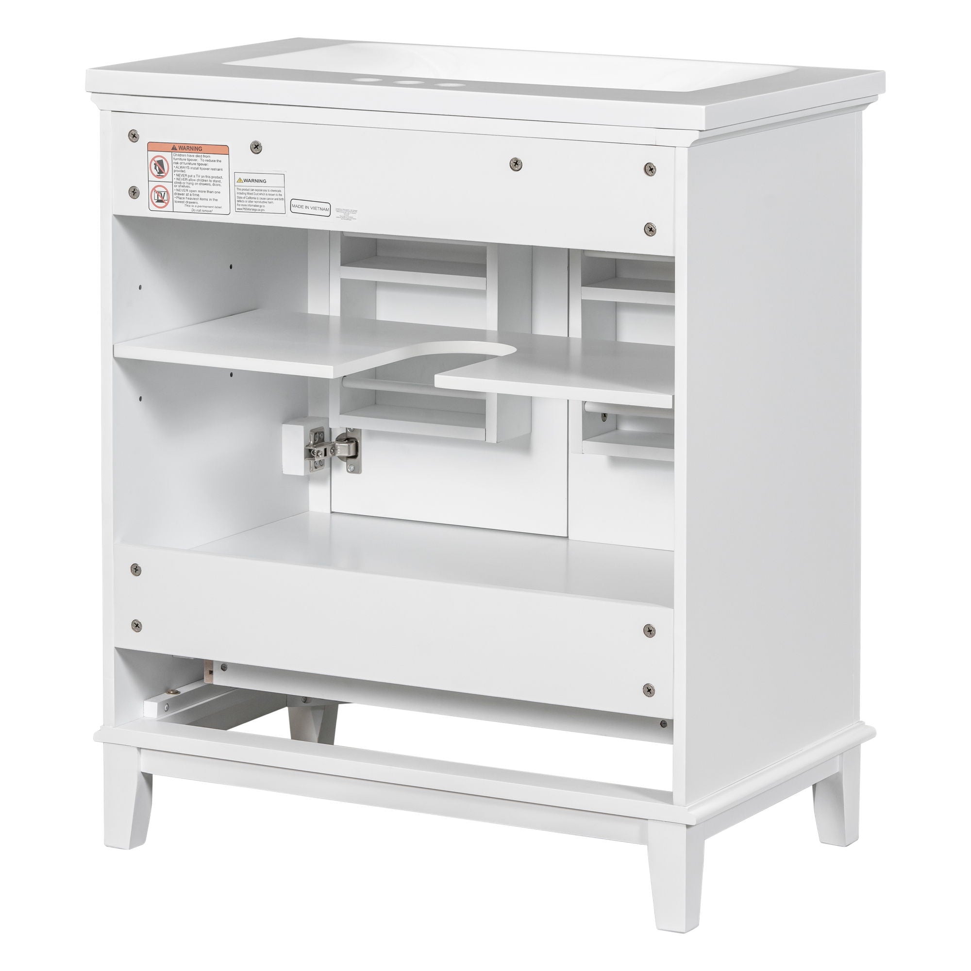 30" Bathroom Vanity With Sink Combo Undermount Sink, Cabinet With Doors And Drawer - White