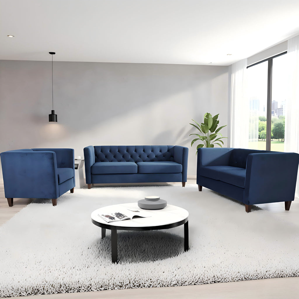 Button Tufted 3 Seater Sofa For Living Room