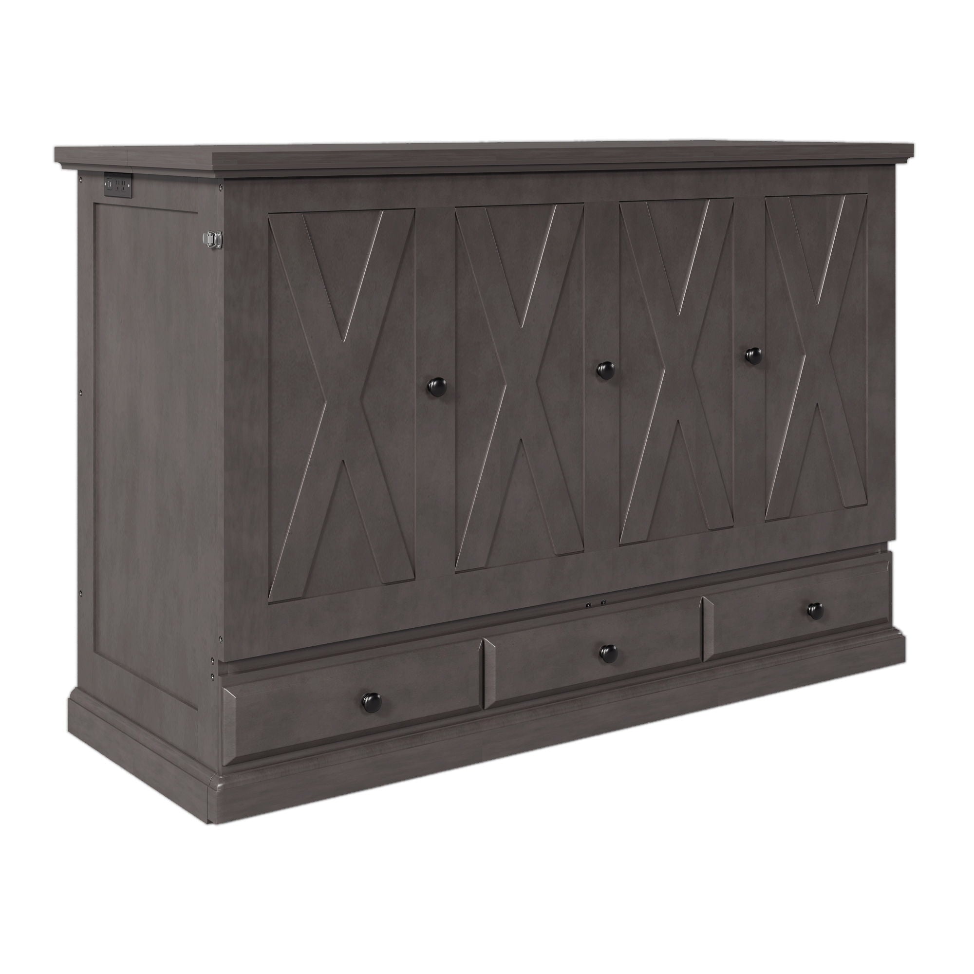 Murphy Bed Chest Cube Cabinet With Charging Station And Large Storage Drawer