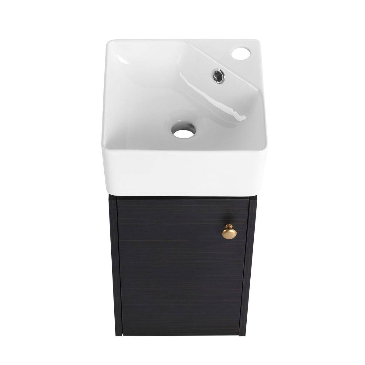 Compact Bathroom Vanity With Sink, Soft Close Door - Black Chestnut