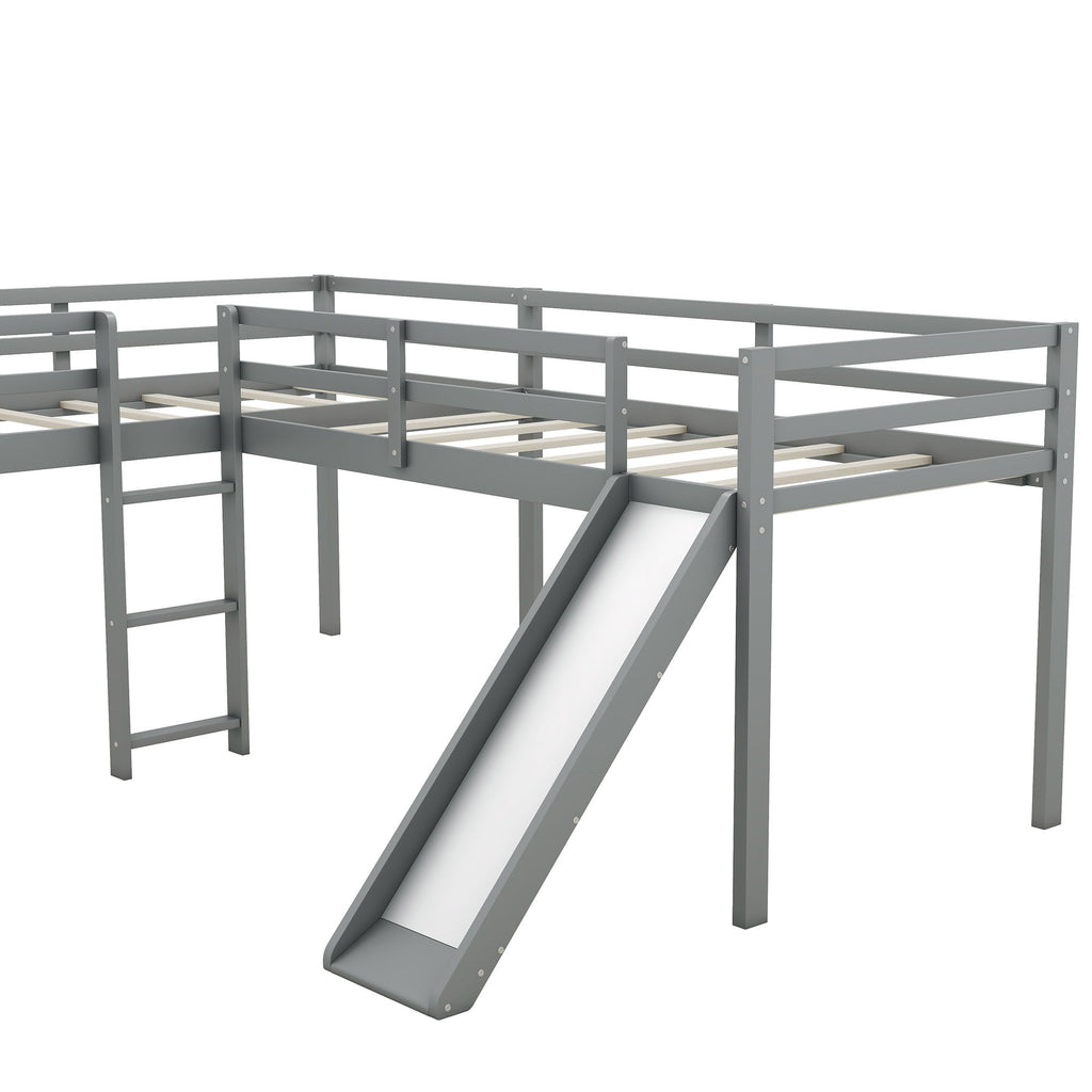 L Shaped Loft Bed With Ladder And Slide