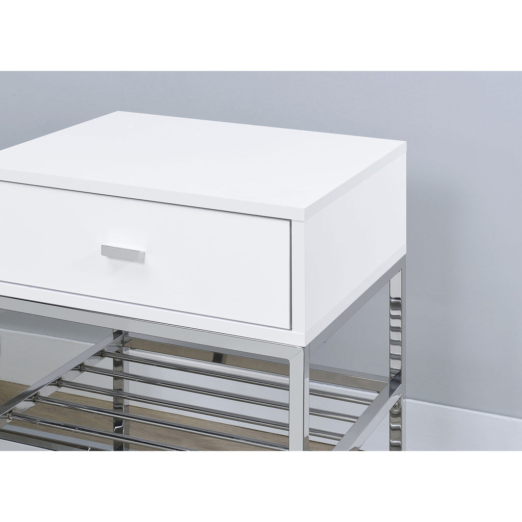 Yesler - 1 Drawer Storage Bench - Glossy White