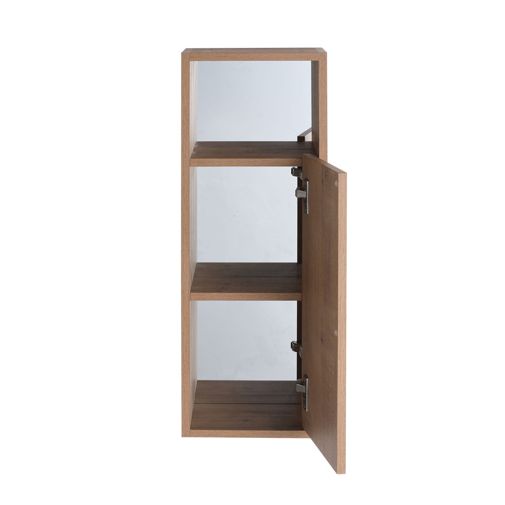 30" Wall Mounted Dressing Table With Mirror, Frame Storage Cabinet, Soft Close Door - Imitative Oak