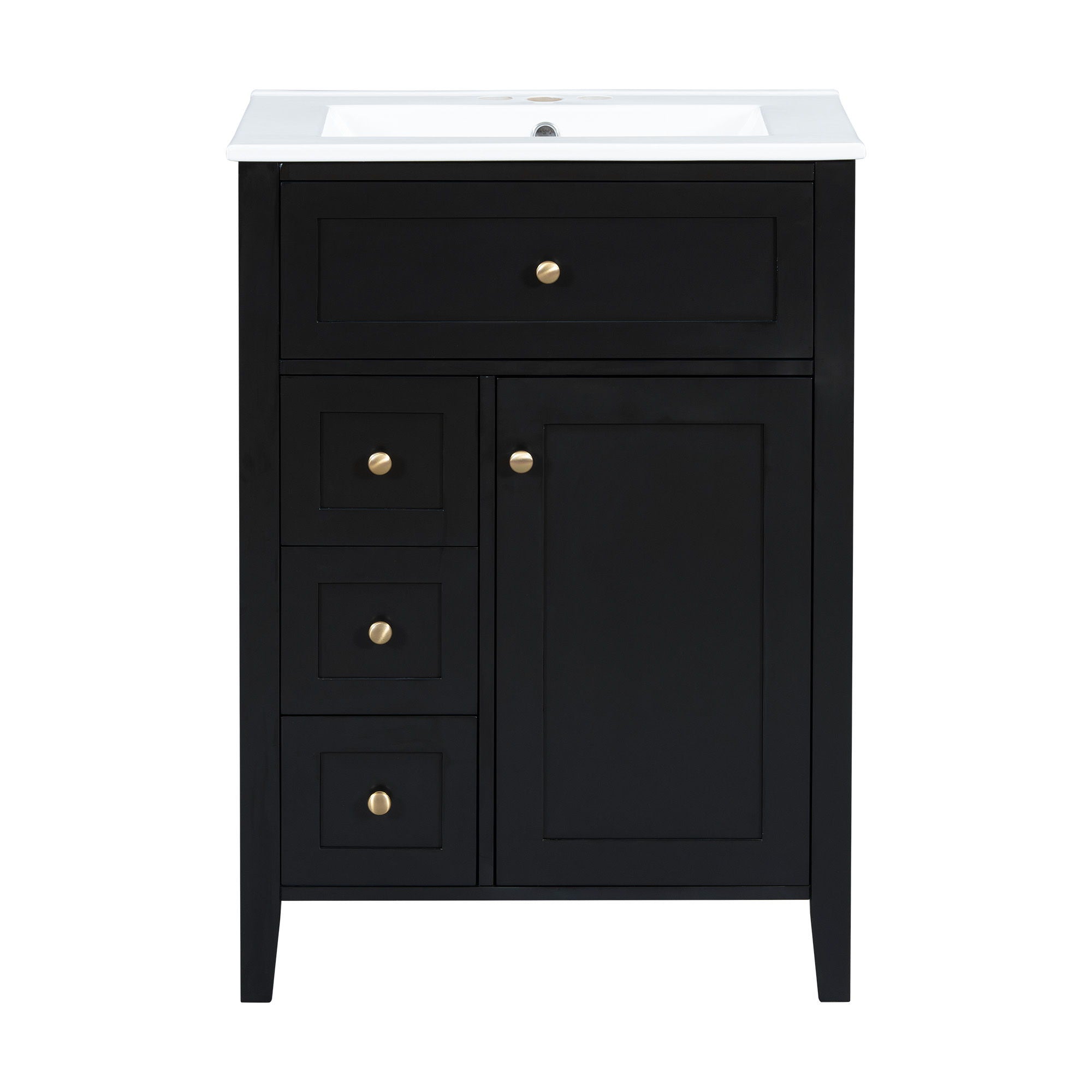 Bathroom Vanity With Sink, 3 Drawers & Cabinet With Adjustable Shelves