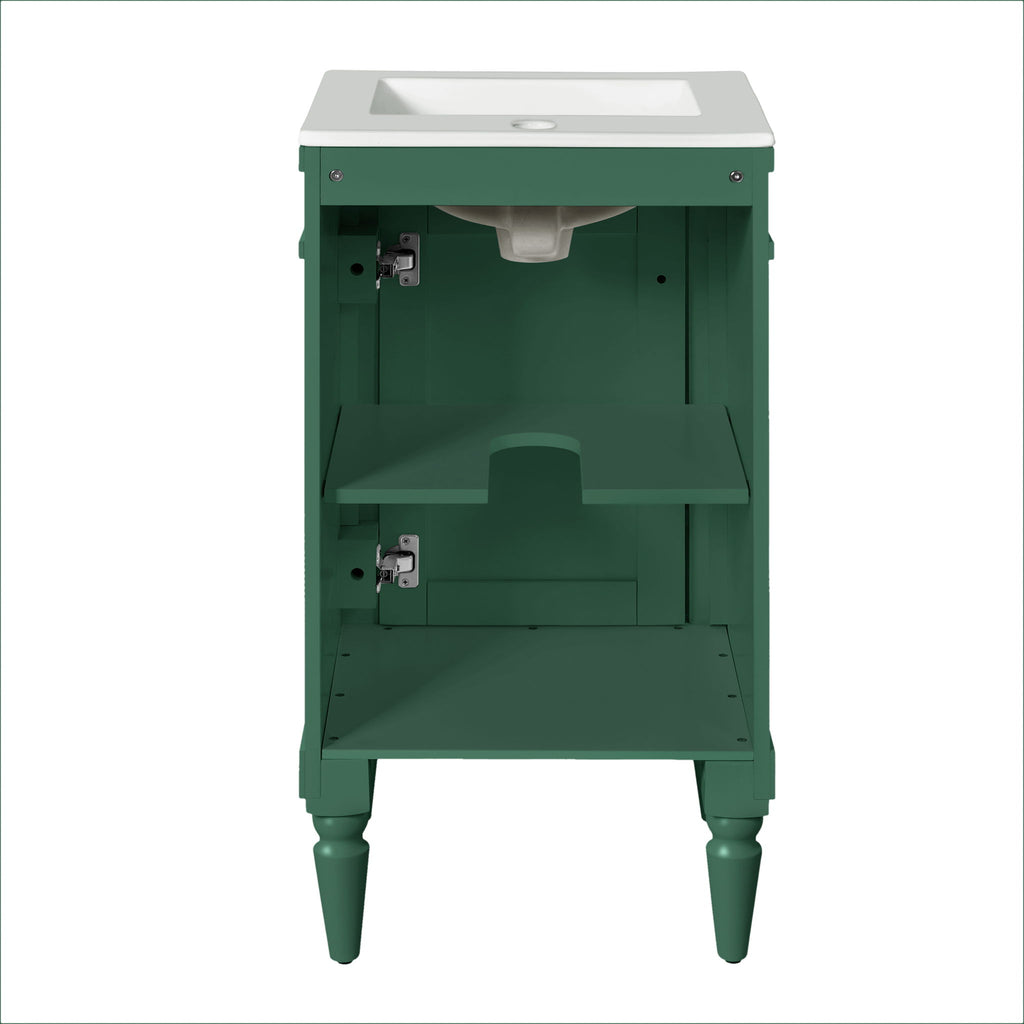 Bathroom Vanity With Sink, Storage Cabinet With Door, Drop In Sink, Compact Freestanding Design