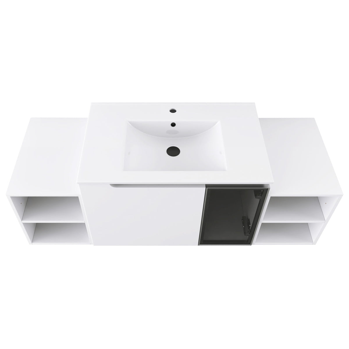 Wall Mounted Bathroom Vanity With Sink, Cabinet & Half Door