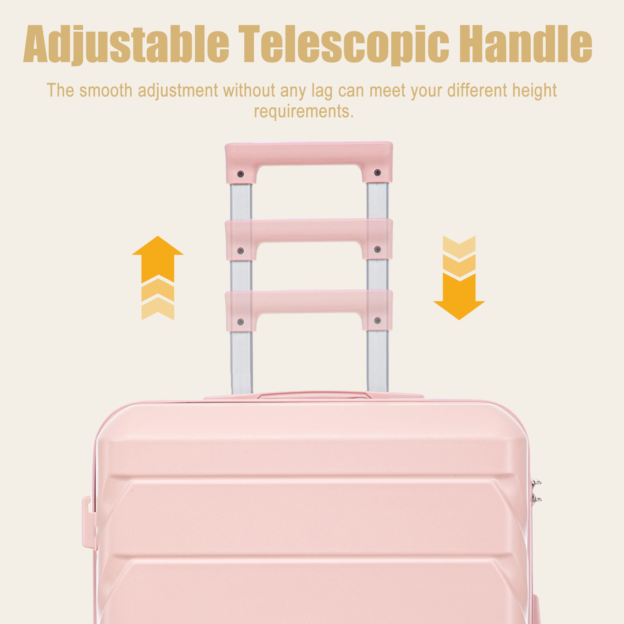 Hard Shell Luggage With Scratch Resistant Surface, 4 Wheels, Combination Lock & Side Hooks