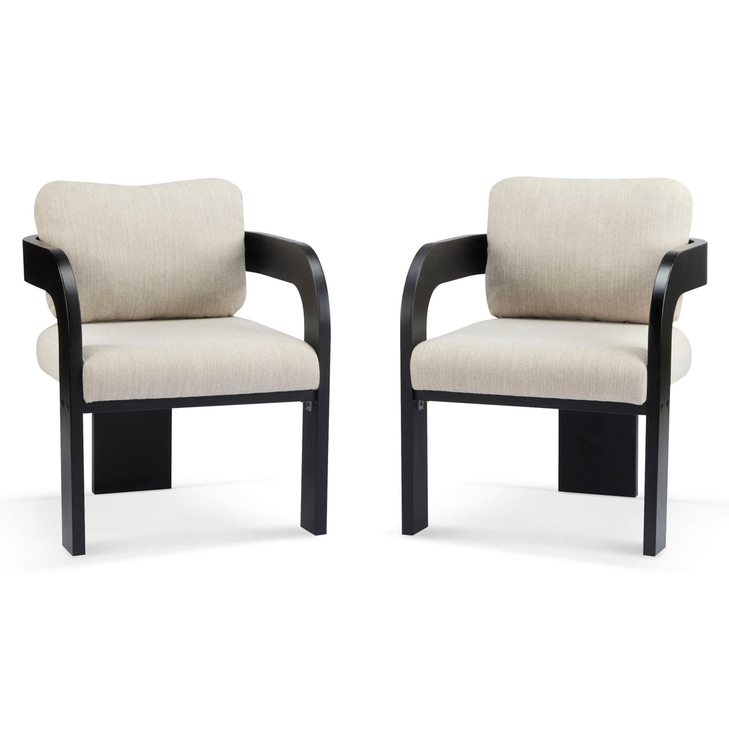 Dining Chairs & Pillow Back (Set of 2) - Beige / Black
