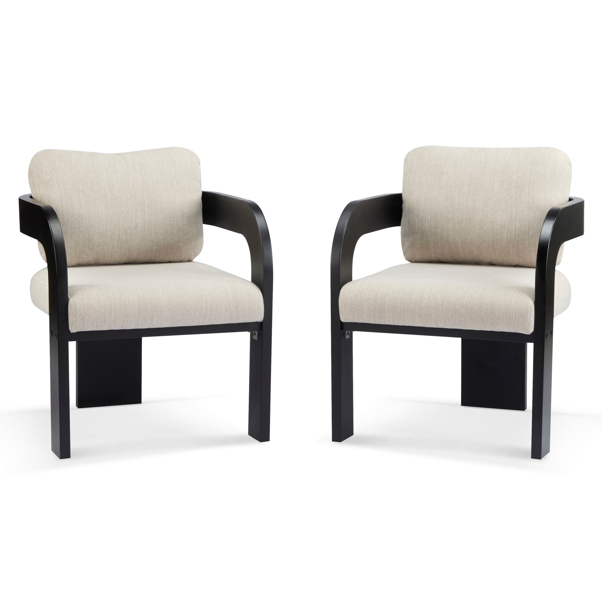 Dining Chairs & Pillow Back (Set of 2) - Beige / Black