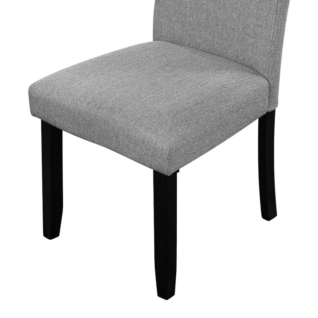 5 Piece Round Dining Table Set, Dining Table And 4 Upholstered Chairs For Dining Room, Kitchen Room, Living Room - White / Gray