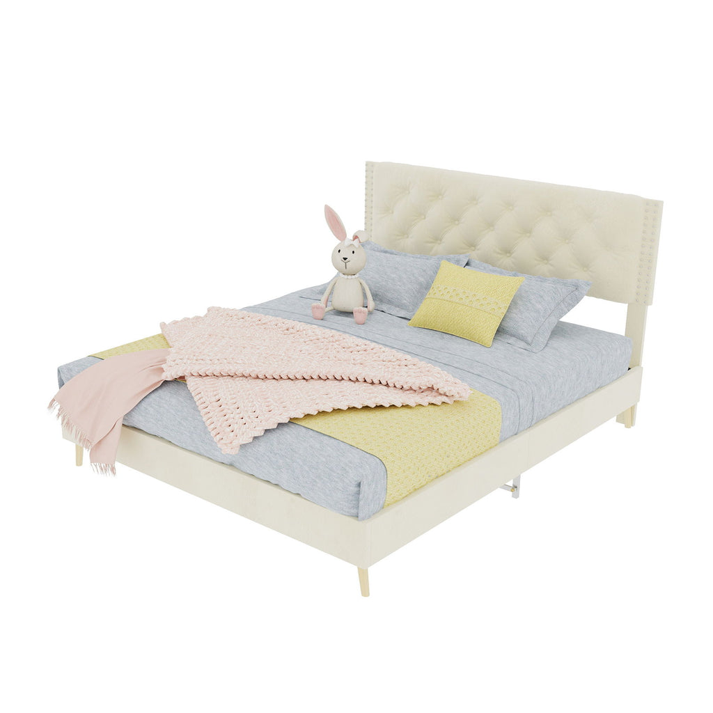 Upholstered Bed With Tufted Headboard