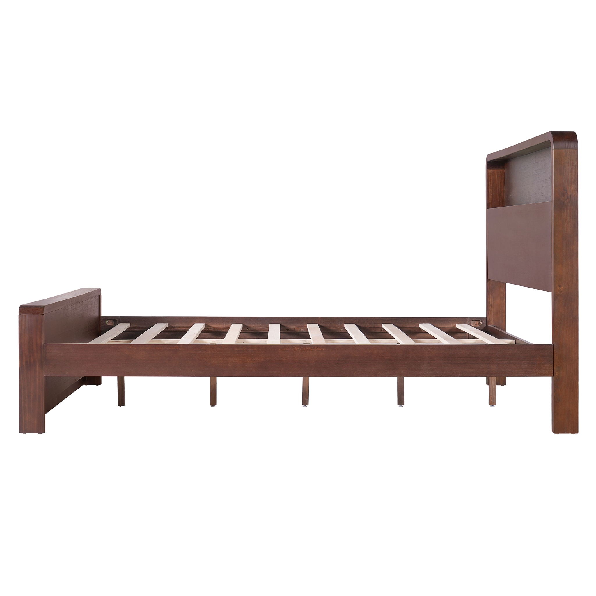 Bed Frame With Dual Open Storage Headboard And Footboard
