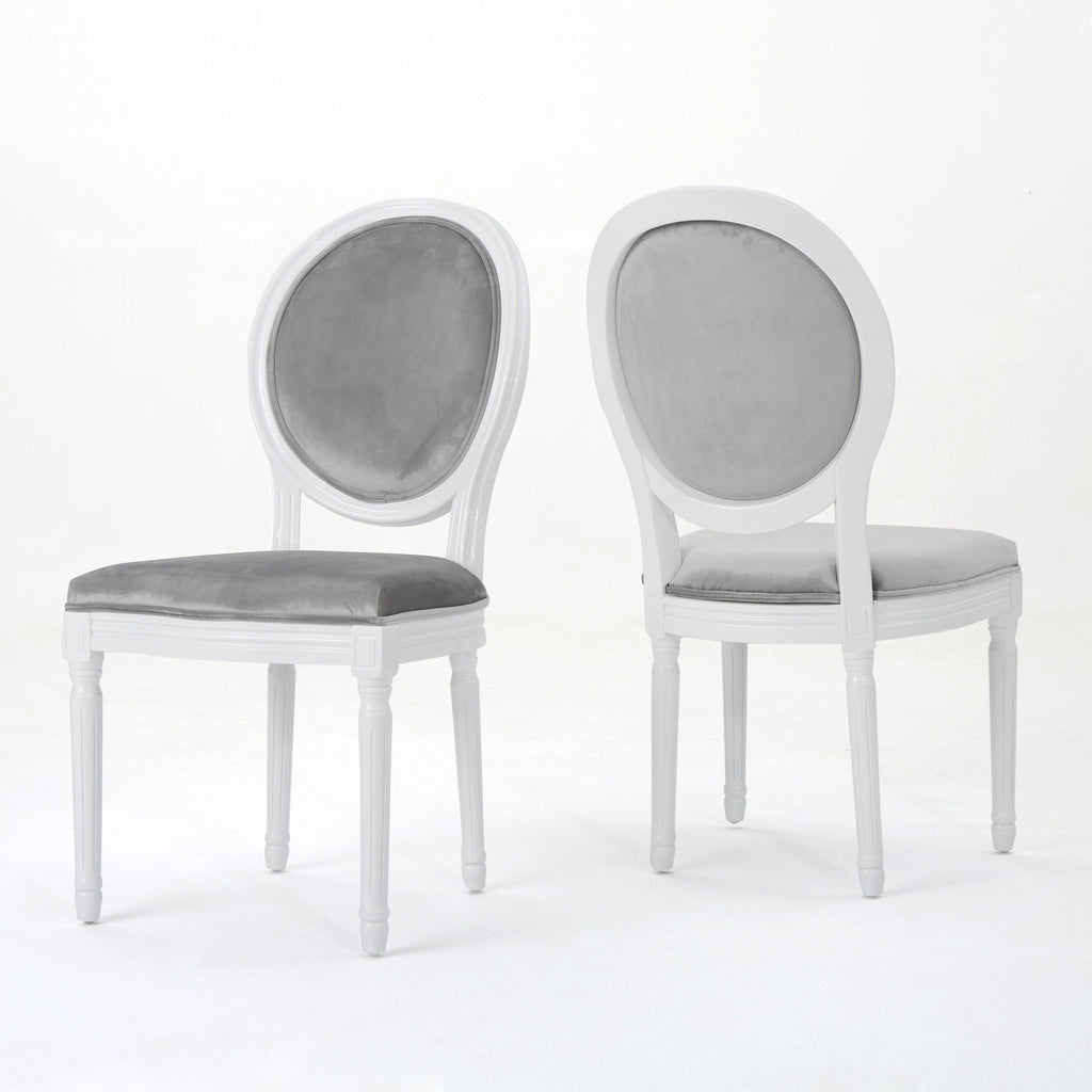 French Country Dining Chair Set With Round Backrest