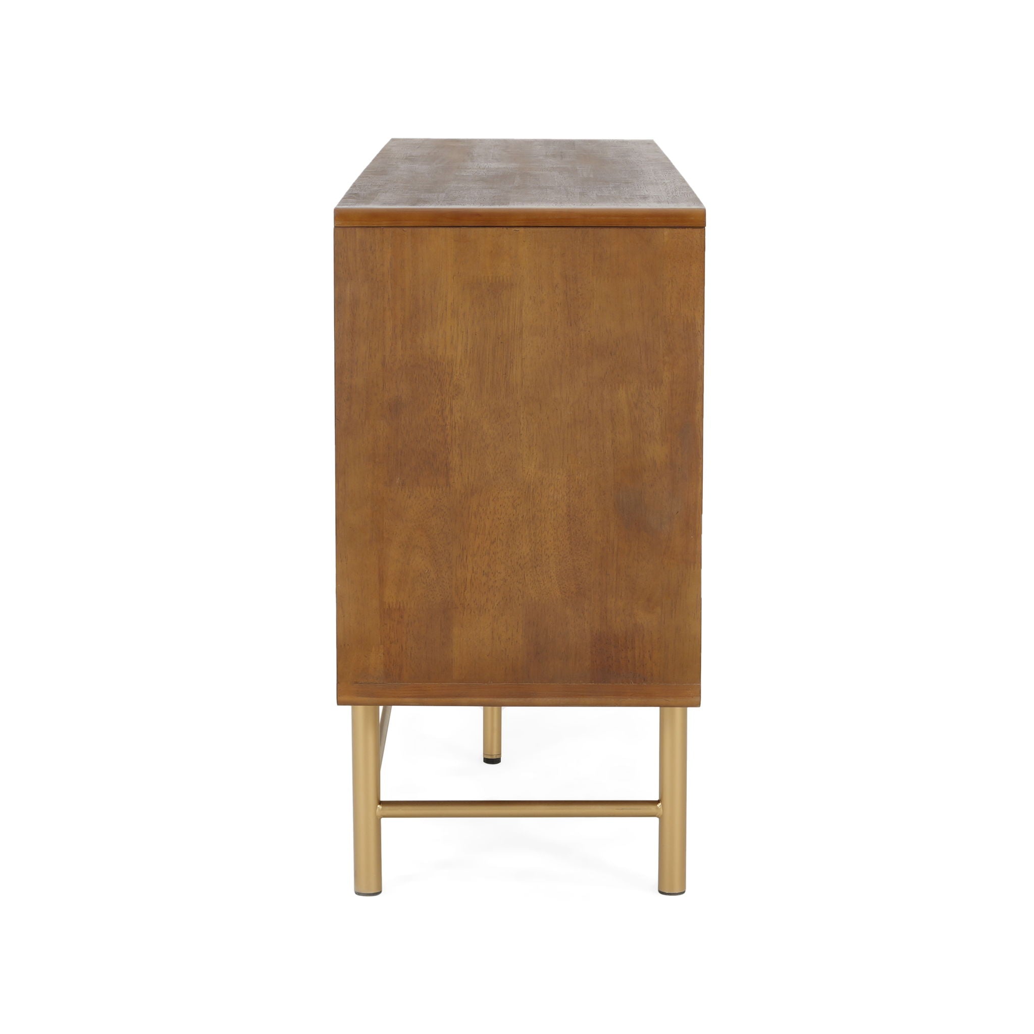 Modern Scandinavian 4 Door Sideboard Storage Cabinet With Adjustable Shelves - Brown / Gold