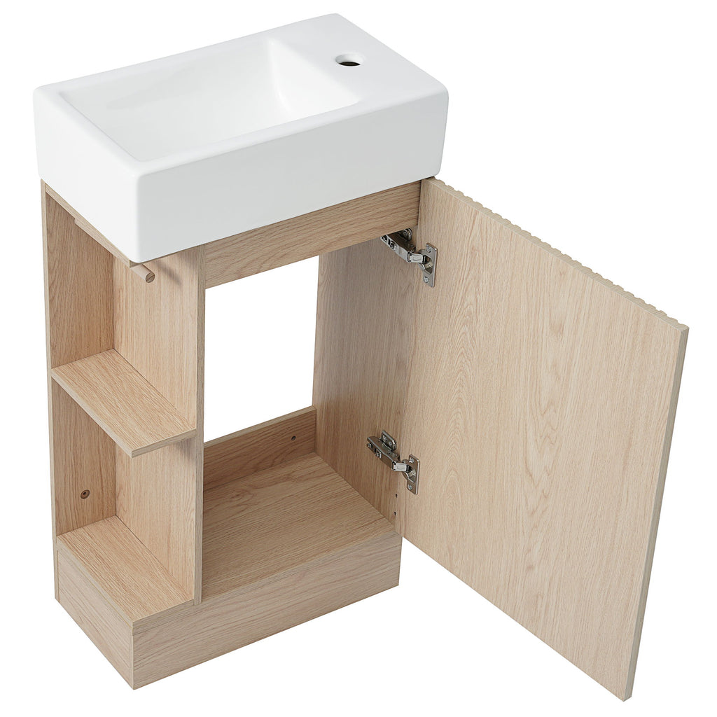Modern Bathroom Vanity With Sink And 2 Tier Shelf