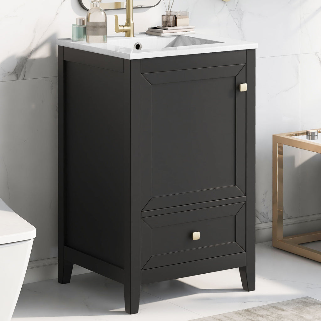 Bathroom Vanity With Sink, Soft Closing Cabinet Door, Storage Rack And Drawer