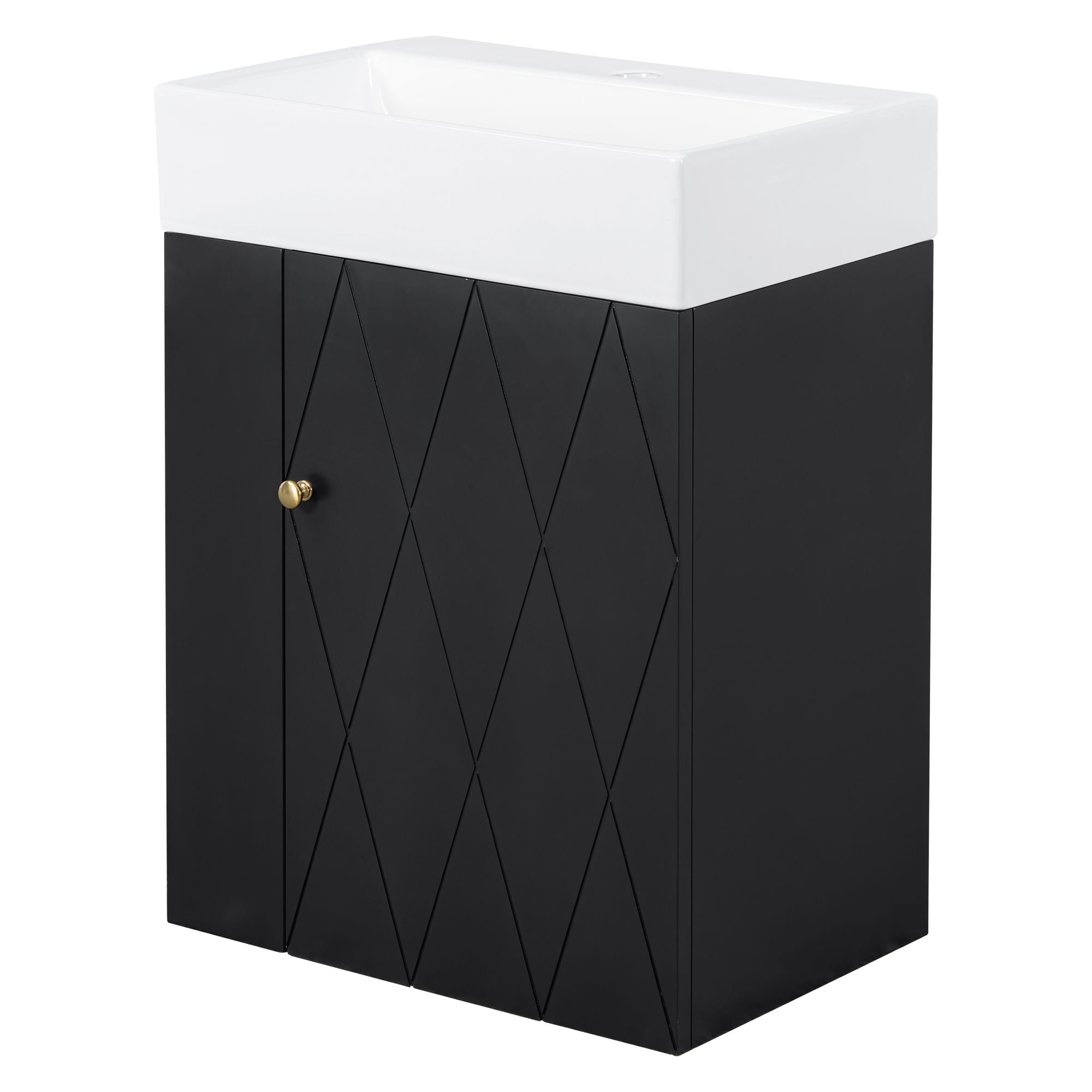 Modern Bathroom Vanity With Sink, Diamond Pattern Doors