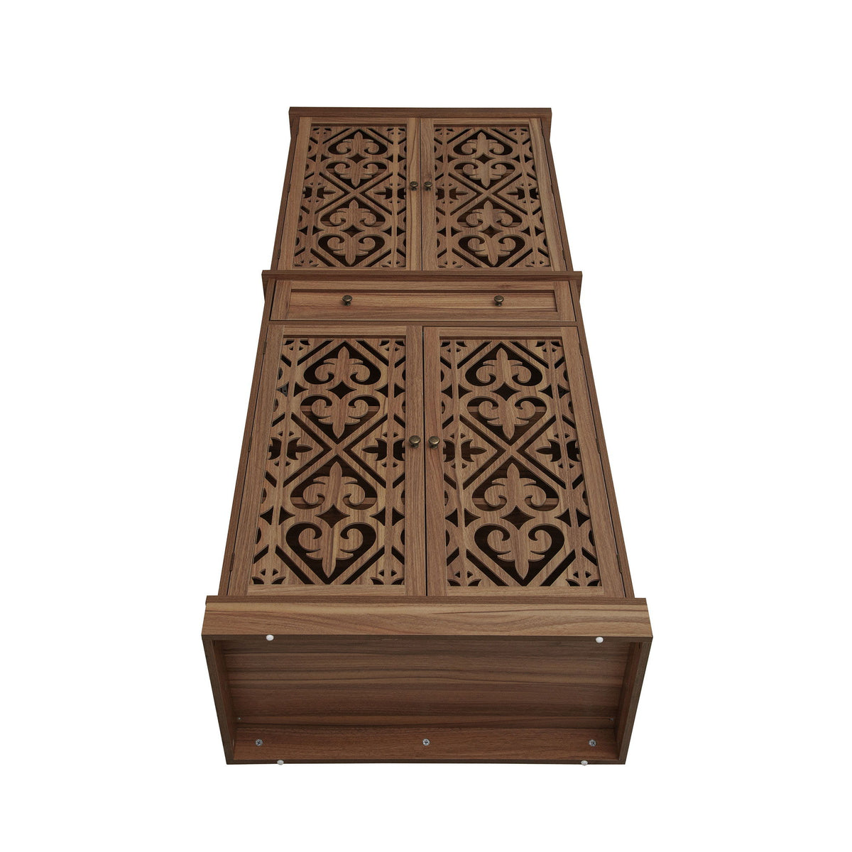 4 Door Cabinet With 1 Drawer, With 4 Adjustable Inner Shelves, Storage Cabinet