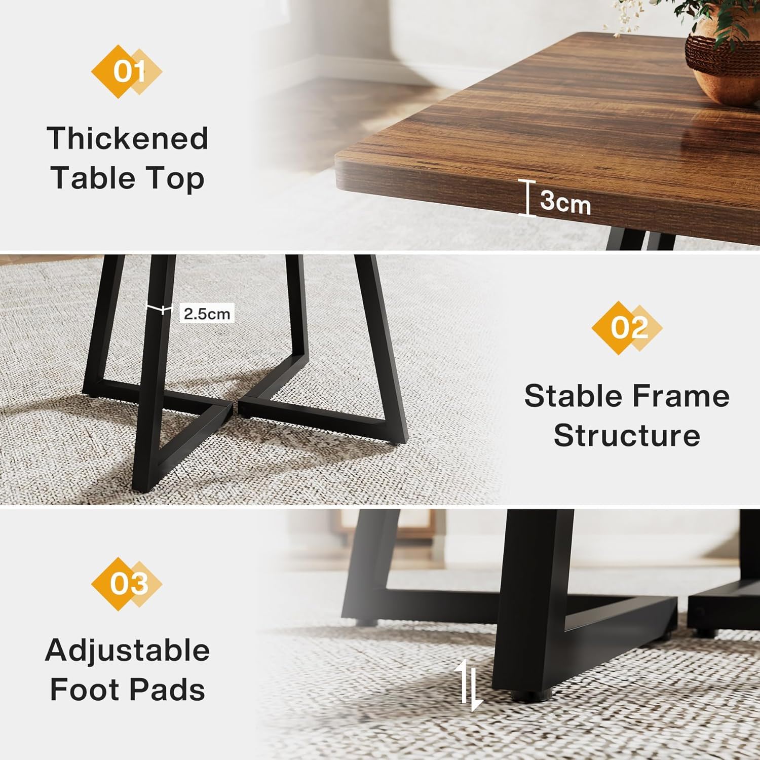 Square Dining Compact Kitchen Table - Brown / Black