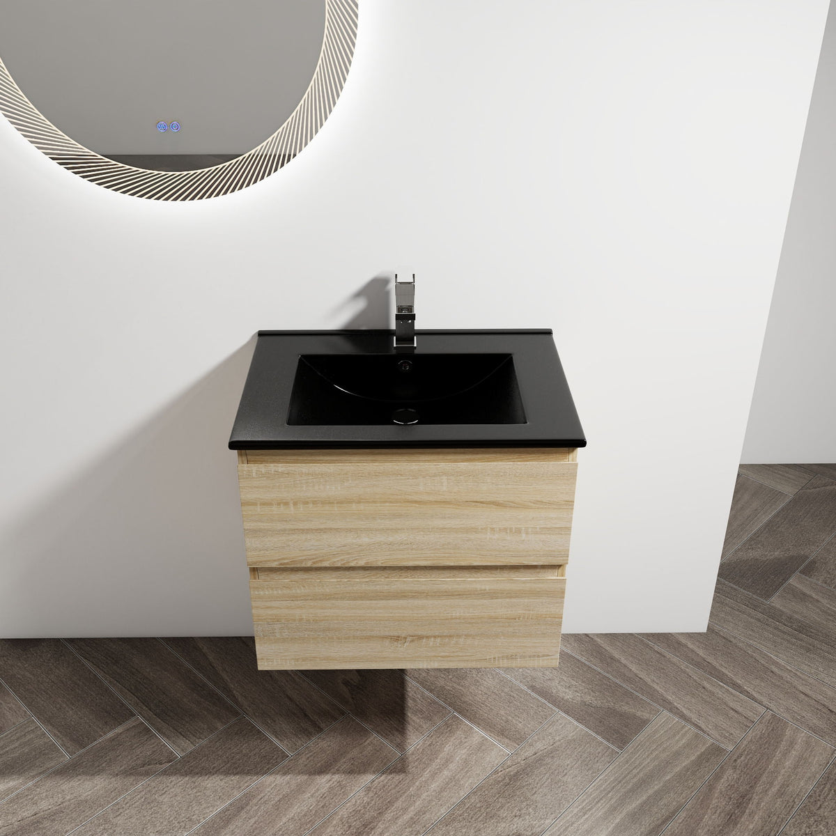 Wall Mounted Bathroom Vanity With Sink, 2 Soft Close Drawers