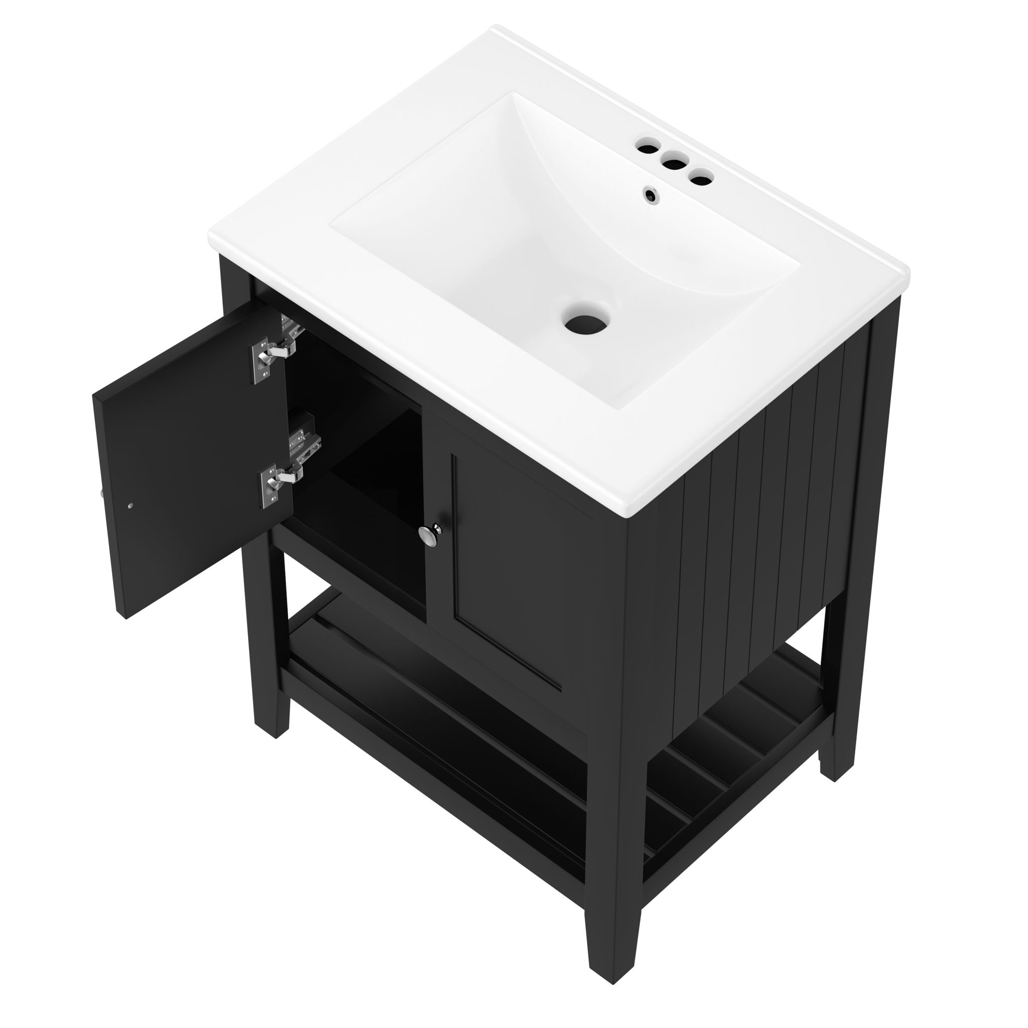 Modern Bathroom Vanity With Sink And Open Shelf