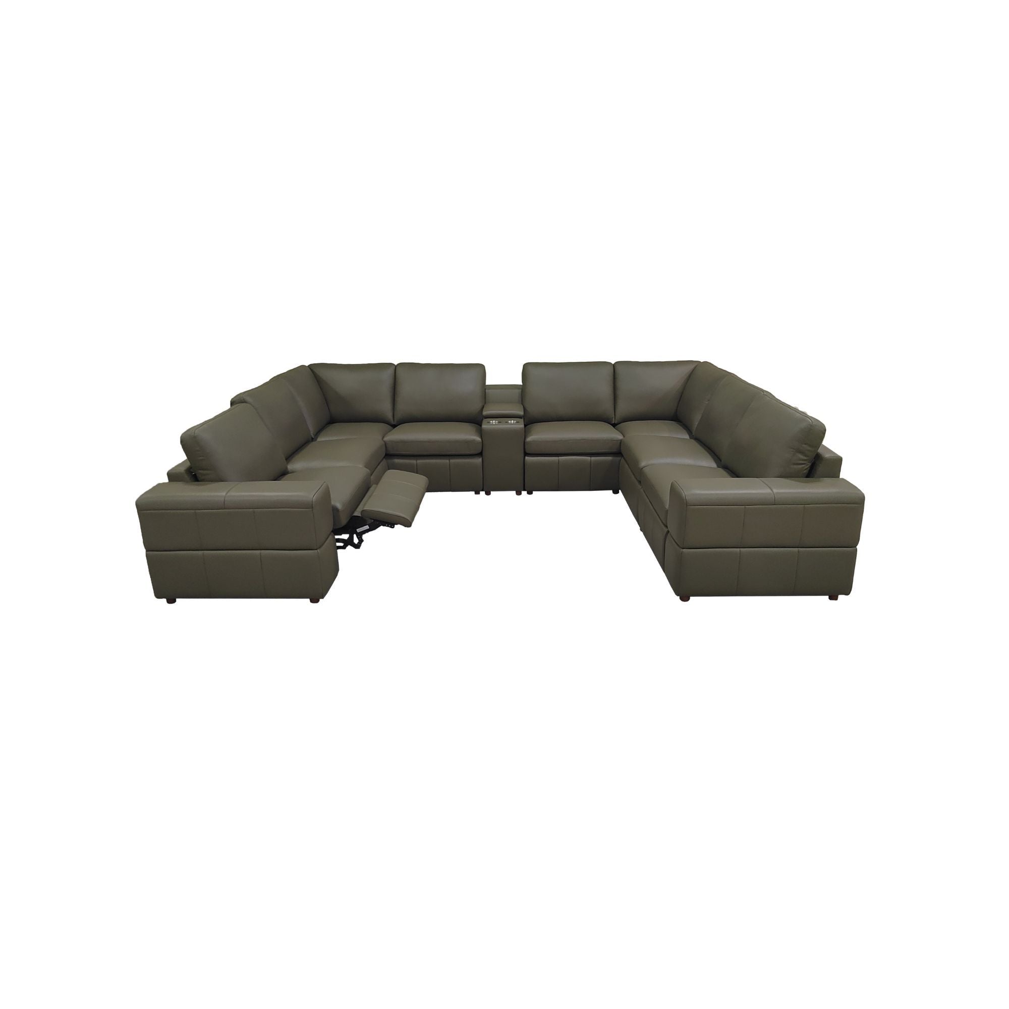 Upholstered Large Arms Sectional With Recliner Seats