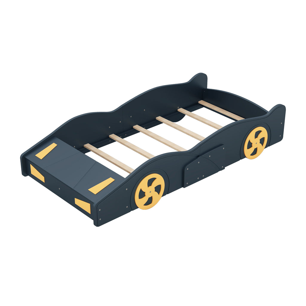 Race Car Shaped Platform Bed With Wheels And Storage