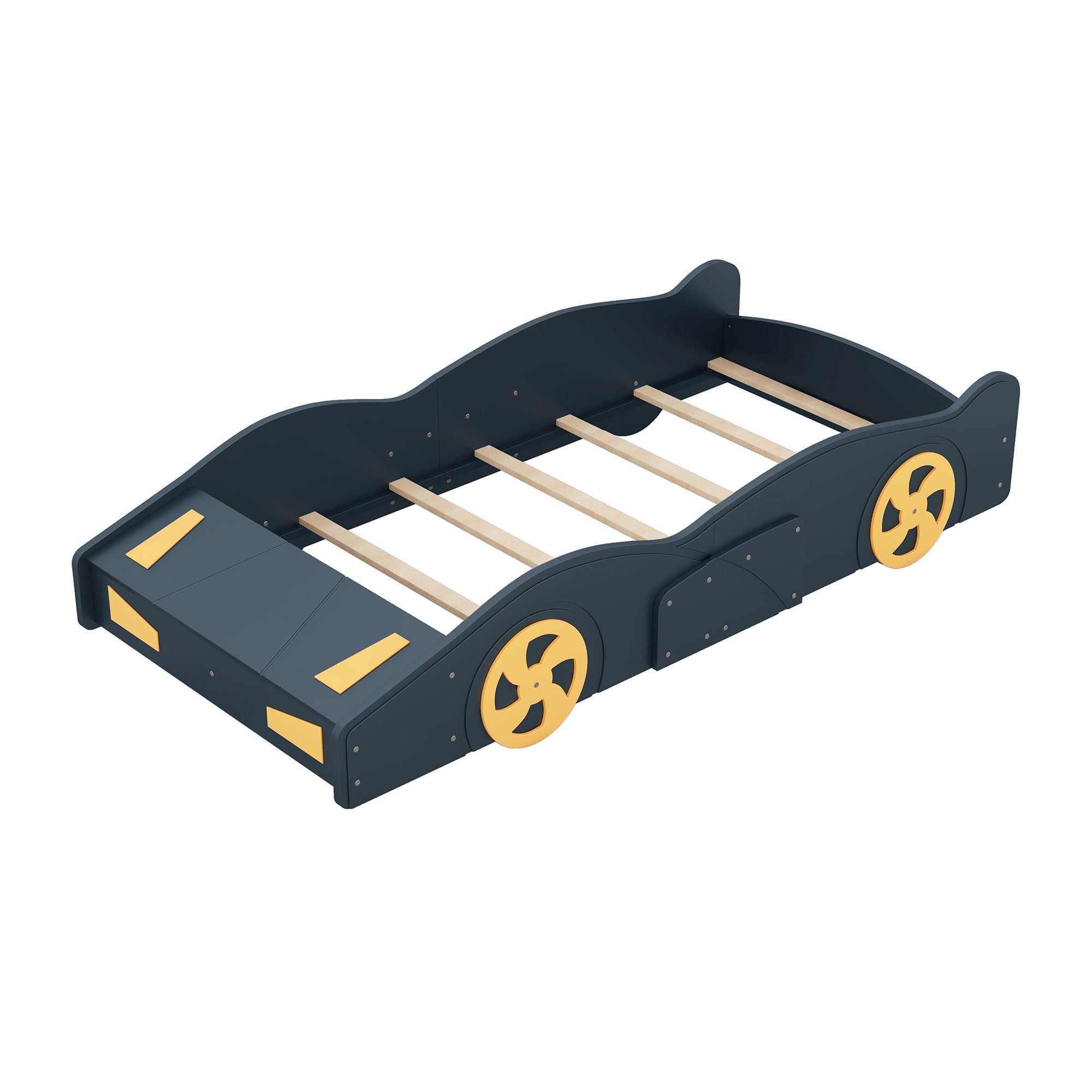 Race Car Shaped Platform Bed With Wheels And Storage