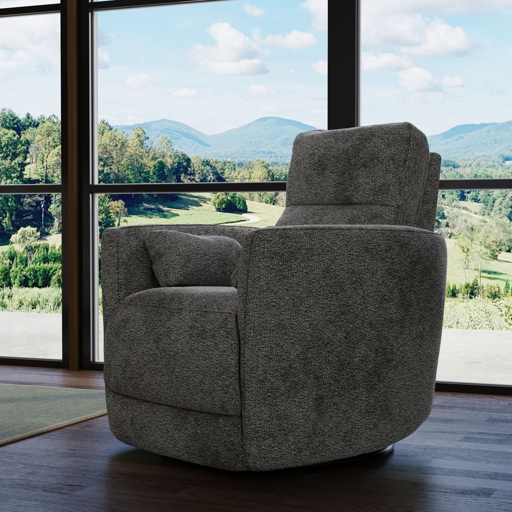 Milan - Swivel Recliner With Manual Footrest - Gray