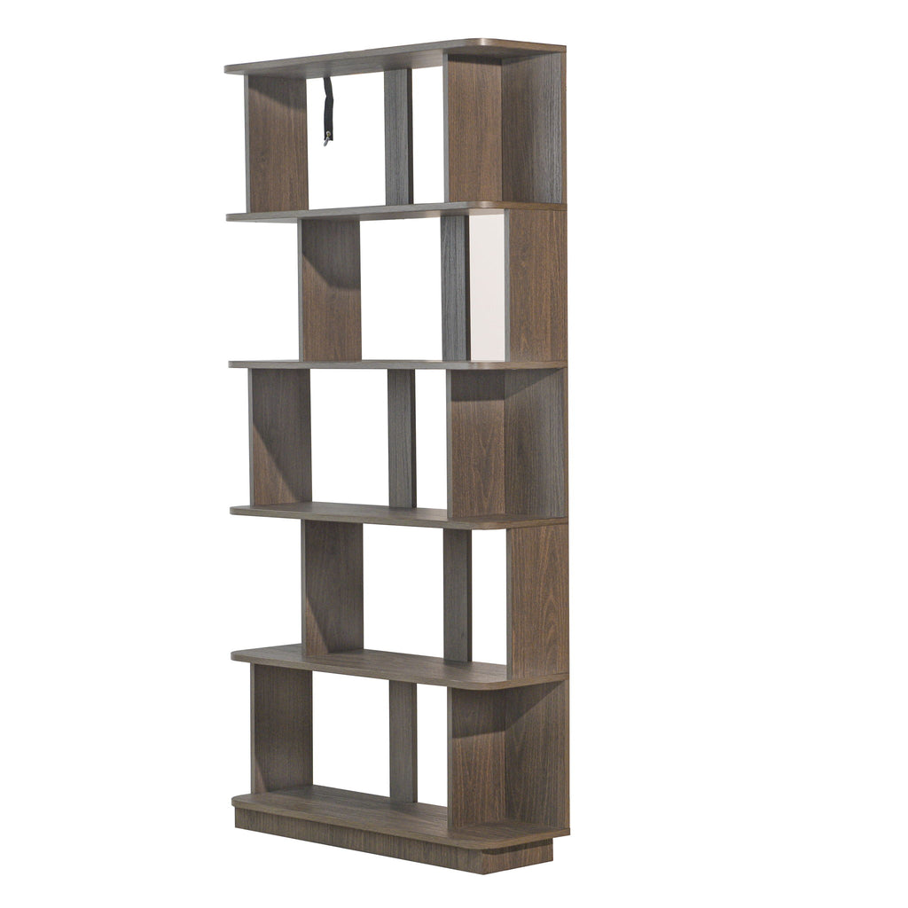 5 Tier Open Bookshelf, Free Combination Storage Shelving For Living Room - Dark Brown