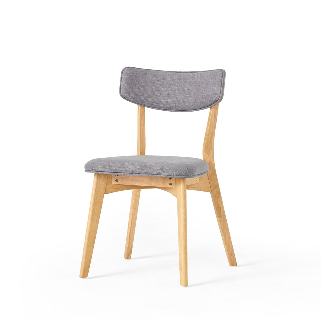 Mid Century Fabric Dining Chairs With Natural Oak (Set of 2) - Dark Gray