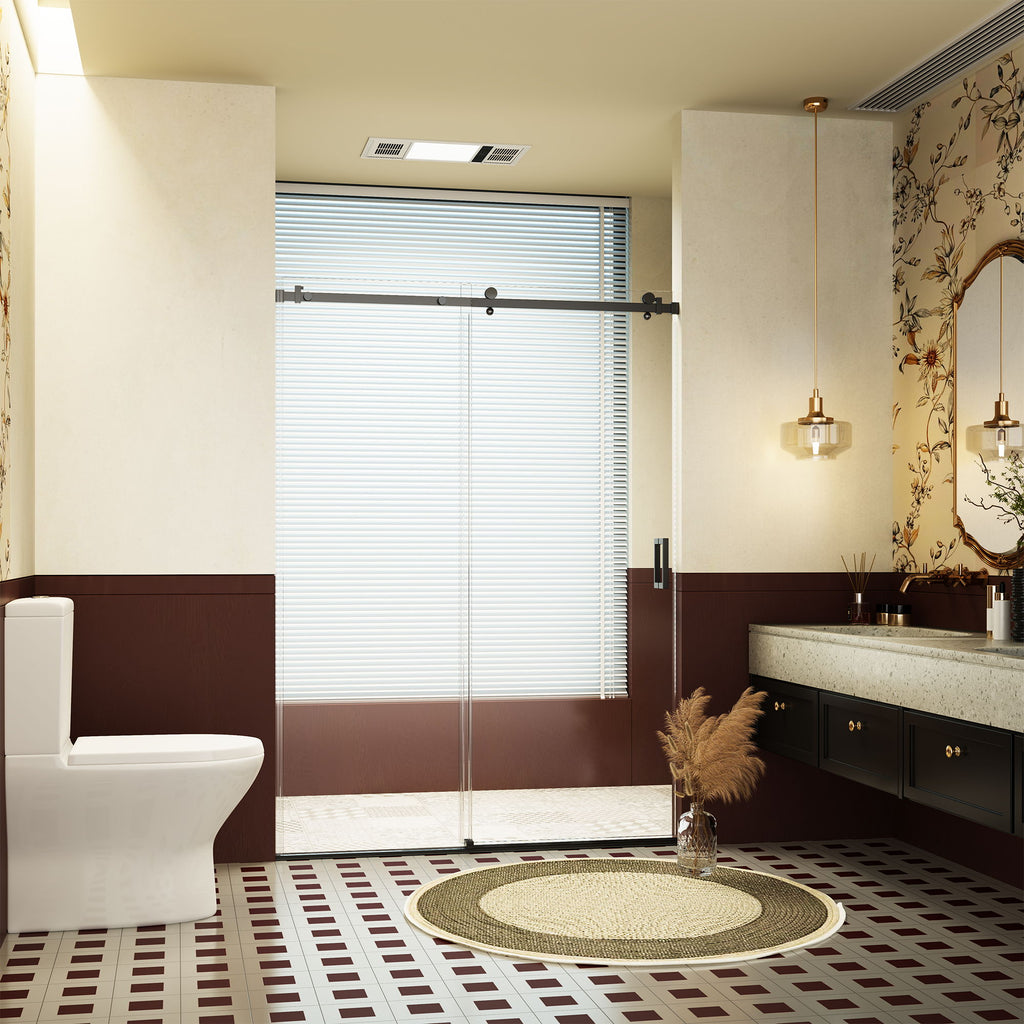 Frameless Single Sliding Shower Door, Sgcc Tempered Glass, Reversible