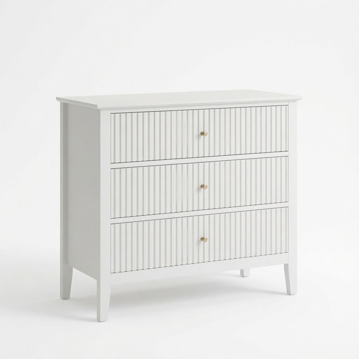 3 Drawer Nightstand, Wide With Soft Close Slides - White