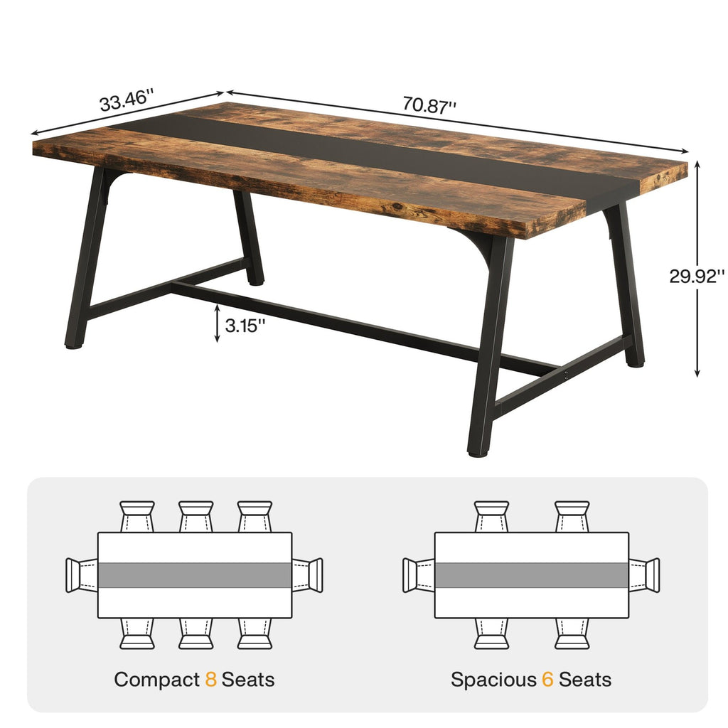 Modern Rectangular Conference Table For 6 - 8 People, Office Executive Desk