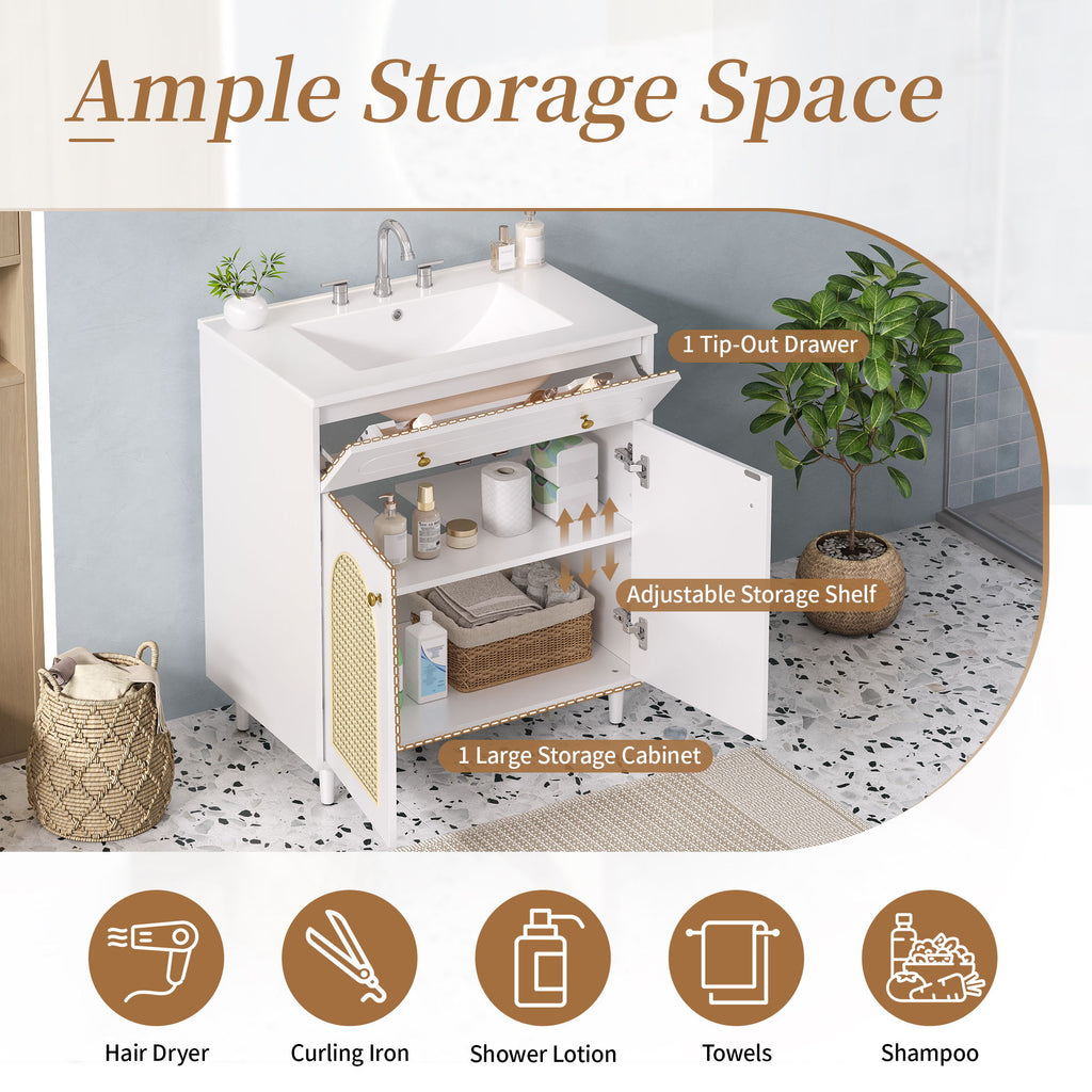 Modern Bathroom Vanity With Sink, Cabinet With Adjustable Shelf