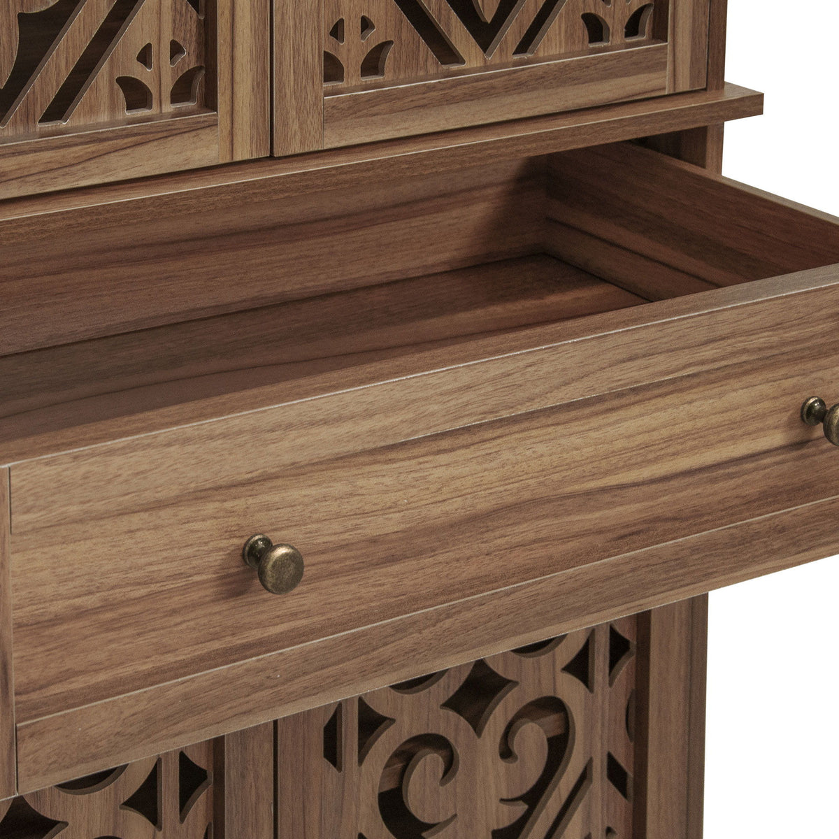 4 Door Cabinet With 1 Drawer, With 4 Adjustable Inner Shelves, Storage Cabinet