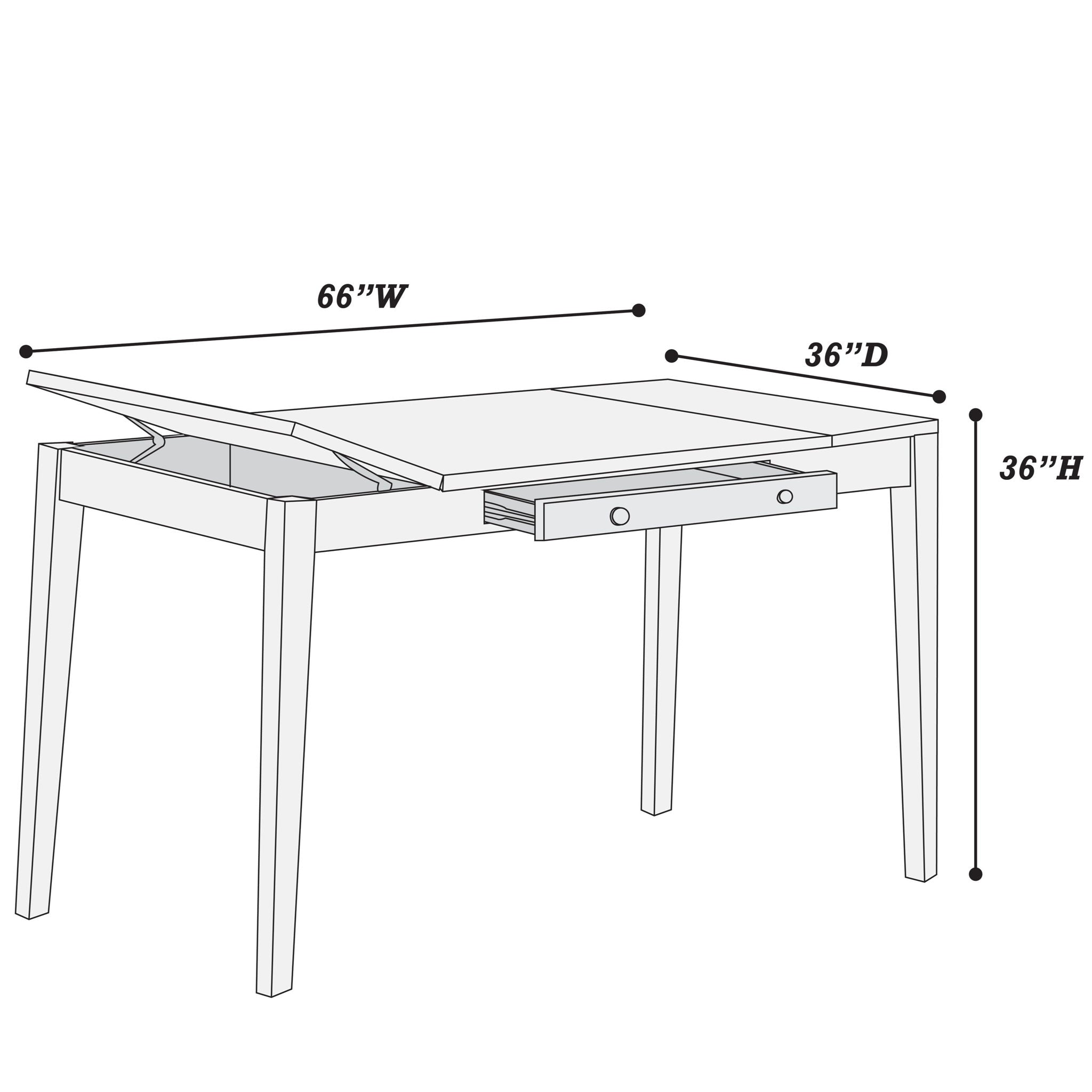 Counter Height Dining Table With Lift Top Storage And Front Drawer - Walnut