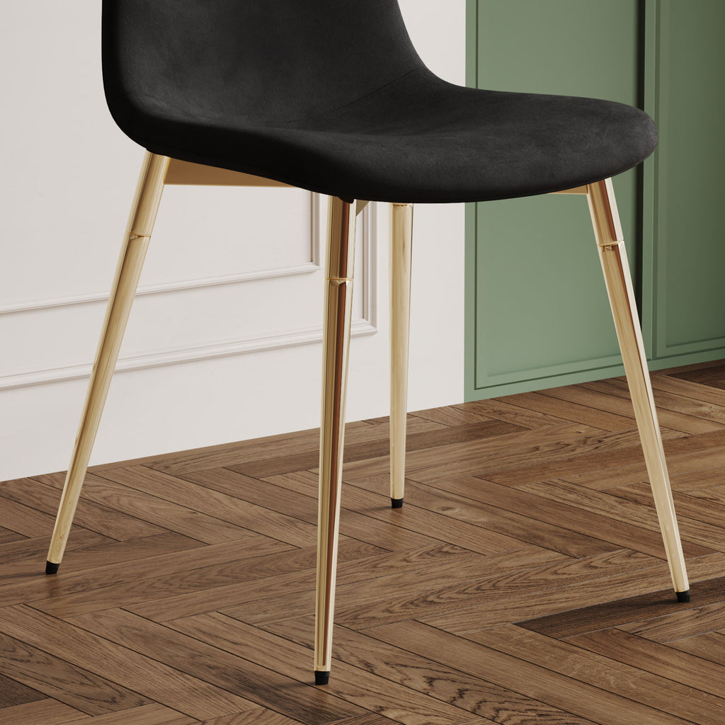 Fabric Dining Chairs, Upholstered Armless Accent Chairs, Classical Appearance And Metal Legs (Set of 4)