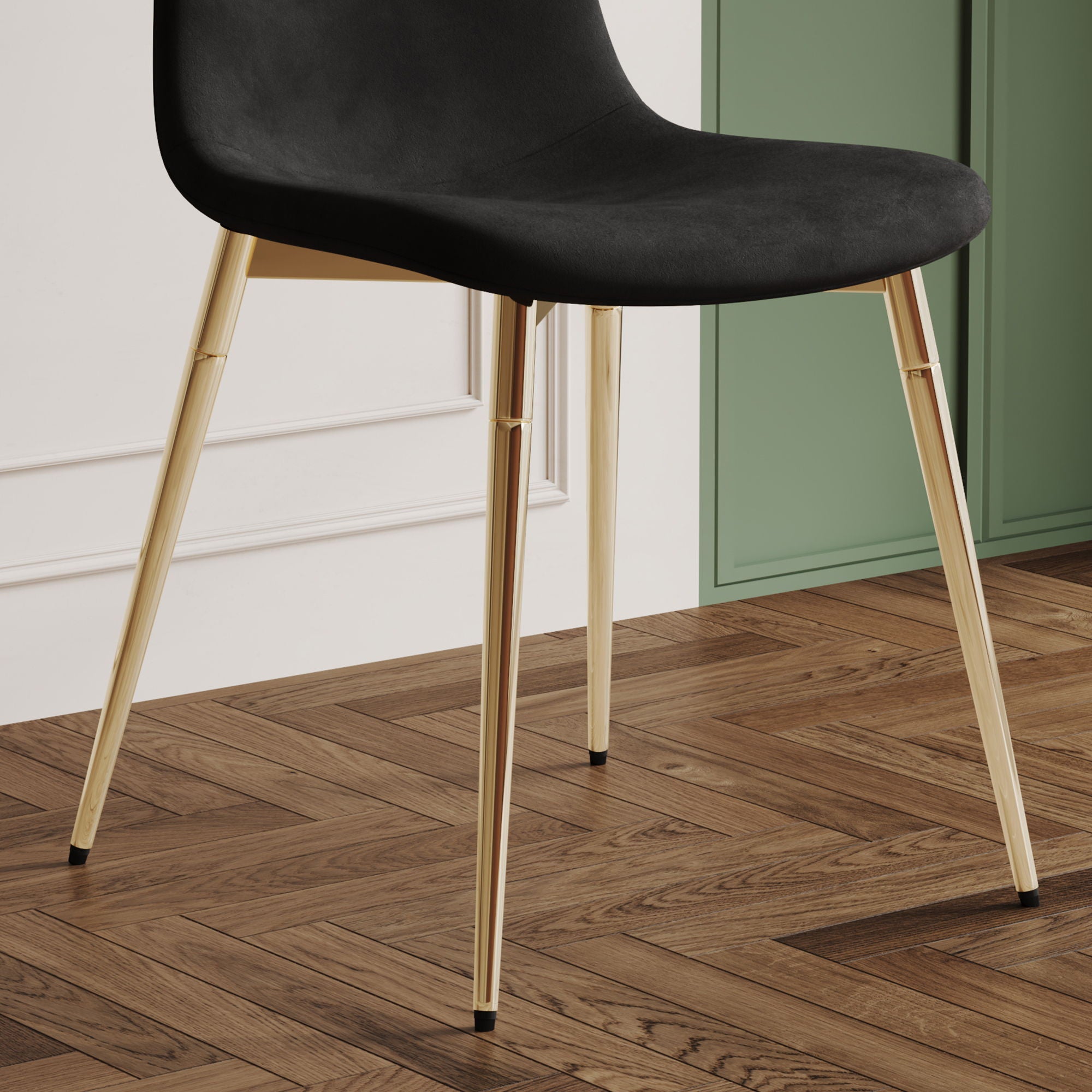 Fabric Dining Chairs, Upholstered Armless Accent Chairs, Classical Appearance And Metal Legs (Set of 4)
