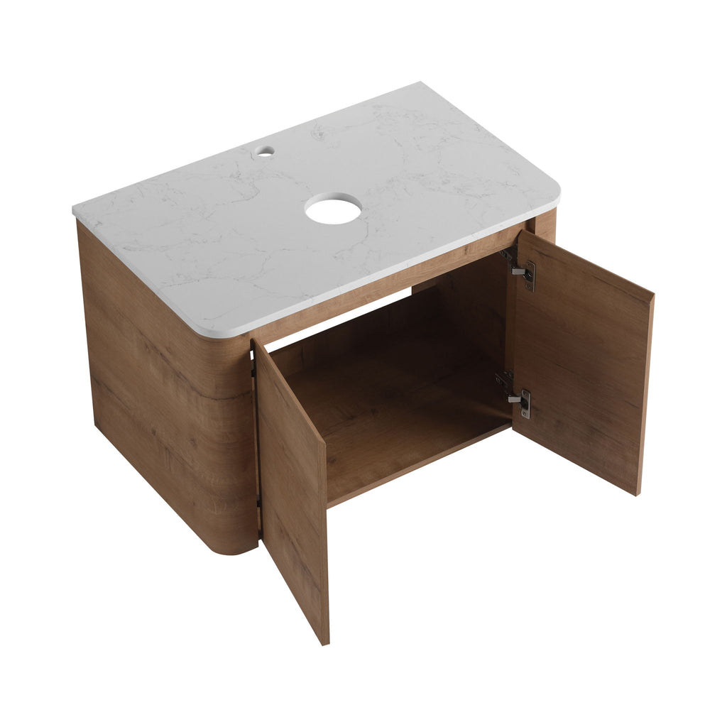 Wall Mounted Bathroom Vanity With Art Sink & 1 Soft Close Door