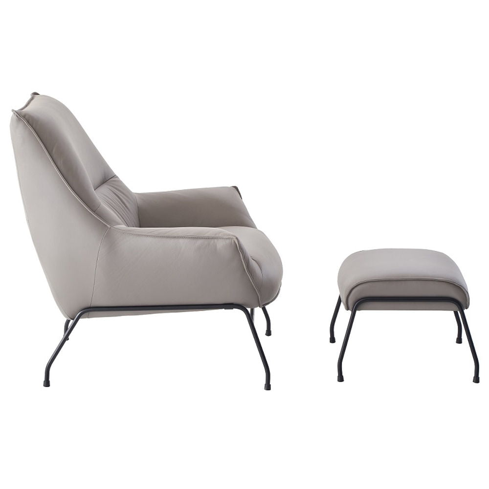 Jabel - Accent Chair & Ottoman - Khaki Top Grain Leather