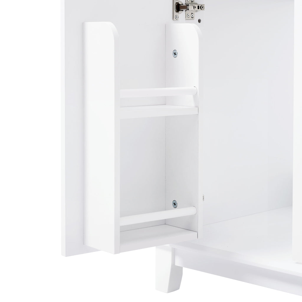 Bathroom Vanity With Double Sinks, 3 Drawers & 4 Doors - White