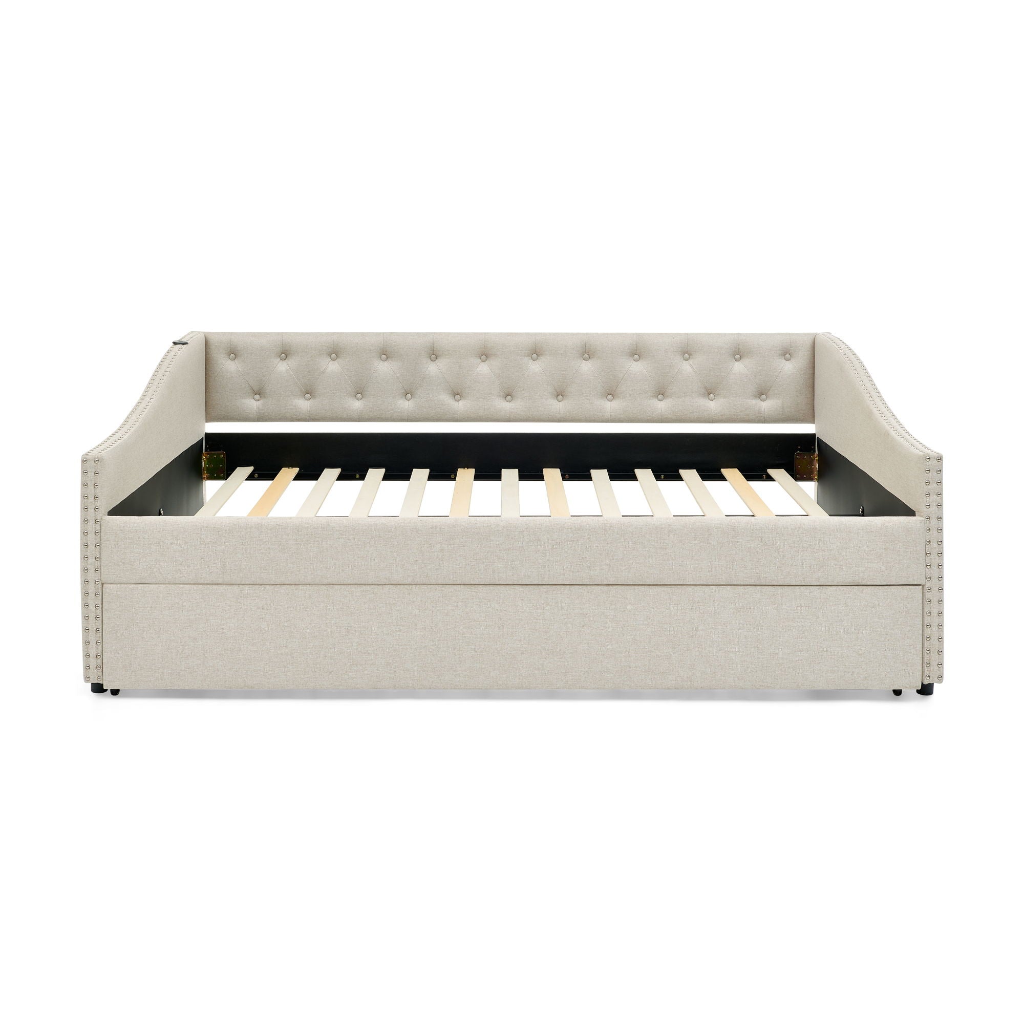 Upholstered Daybed With USB Charging & Pull Out Bed