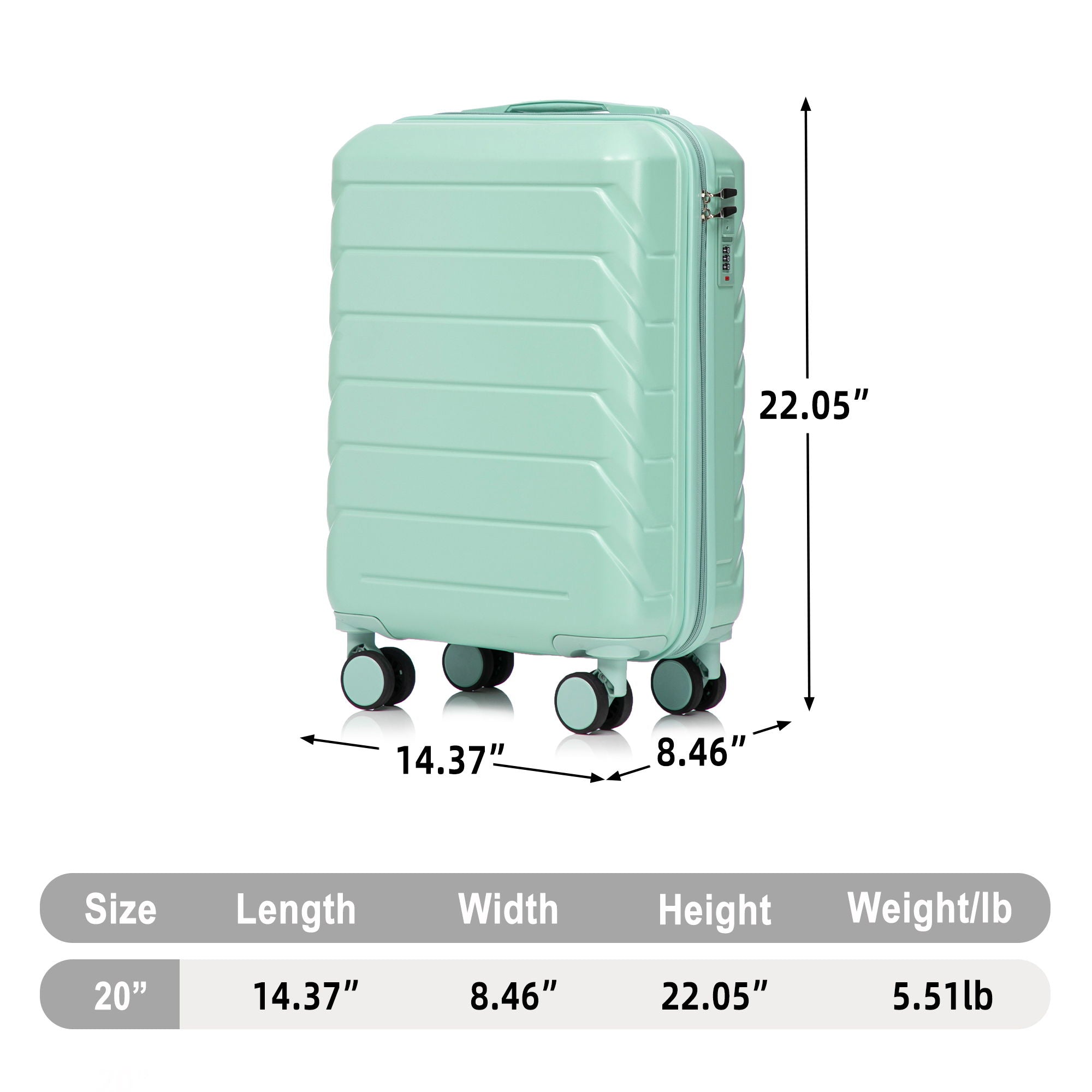 Hard Shell Travel Luggage With Scratch Resistant Surface