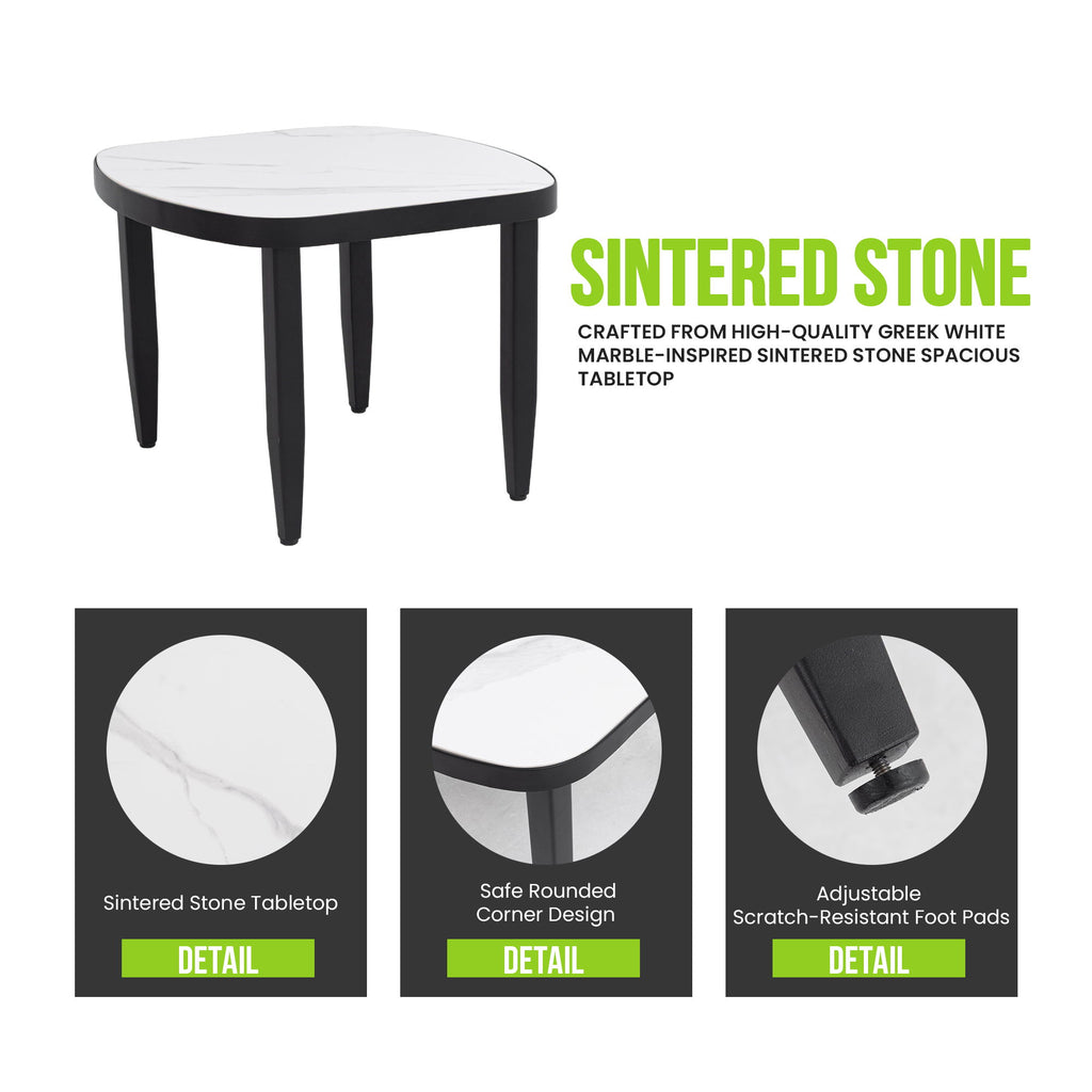 Outdoor Conversation Set With Chairs, Bench Sofa, Tables, Sunbrella Cushions