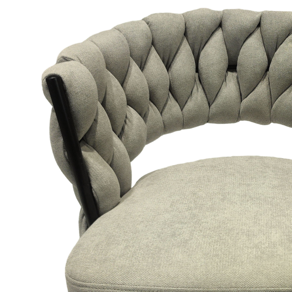 28" Bar Chair Linen Woven Bar Stool (Set of 2) Upholstered With Legs, 360 Swivel, Counter Arm Chairs With Back Footrest - Gray