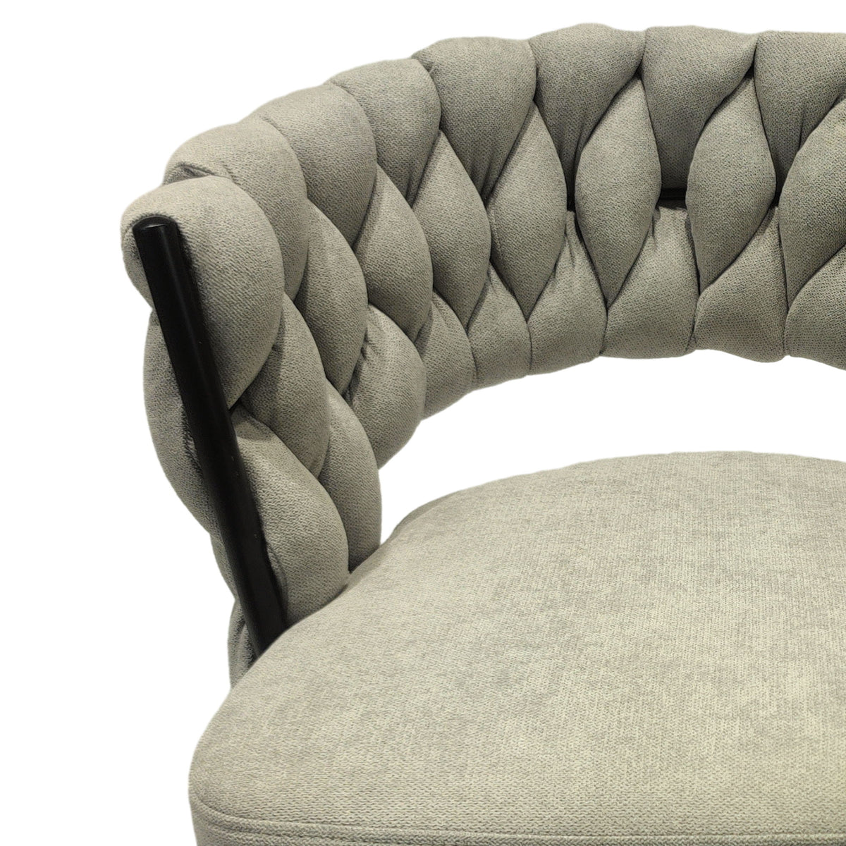 28" Bar Chair Linen Woven Bar Stool (Set of 2) Upholstered With Legs, 360 Swivel, Counter Arm Chairs With Back Footrest - Gray